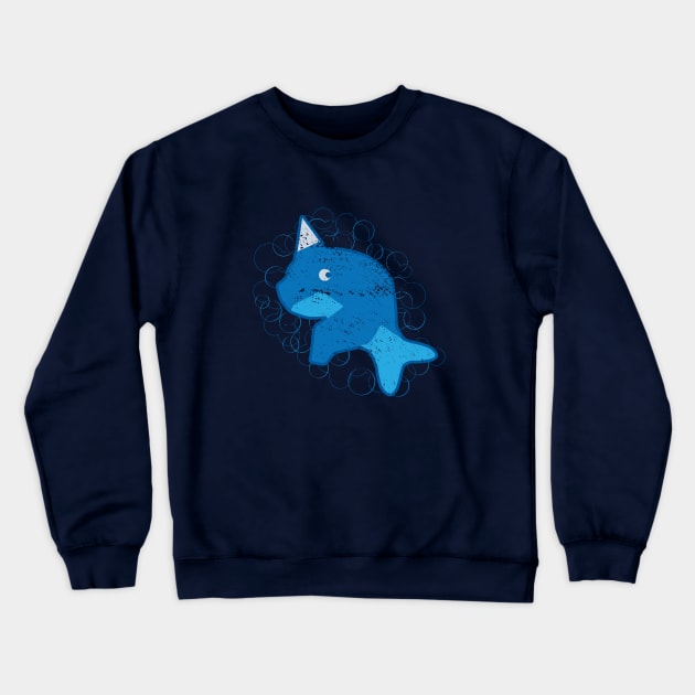 Narwhal Blue Horned Whale Crewneck Sweatshirt by Commykaze